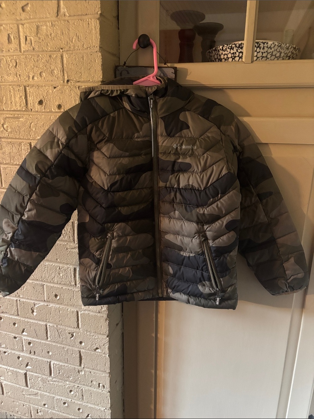Columbia Kids Camo Puffer Jacket - Olive Green & Black